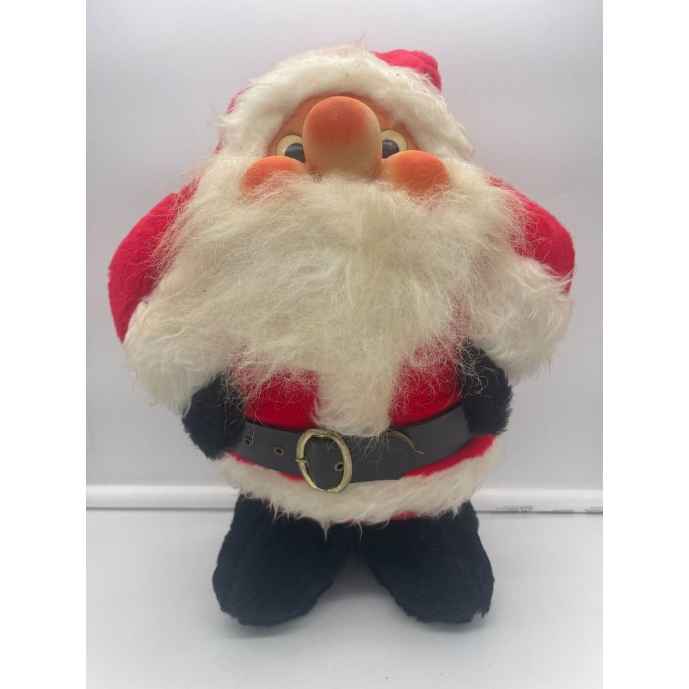 Vintage Rennoc Rubber Face Santa Claus Christmas Plush Doll 1982 15 Inch
